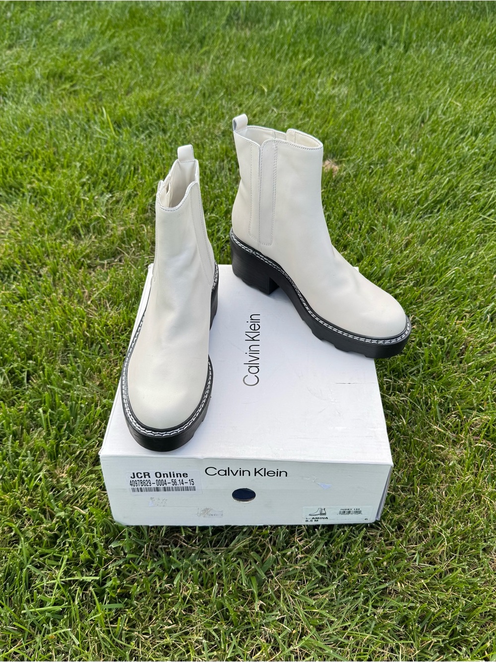 Calvin Klein Ankle Boots Amina Ivory Color Size 8.5 New